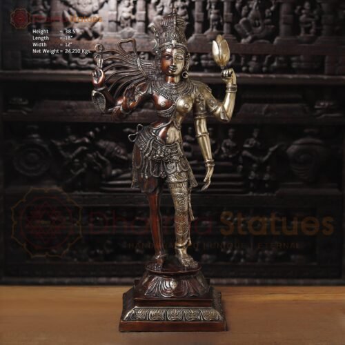 Brass Ardhanarishvara Idol, The Divine Union, Chola Finish, 38"