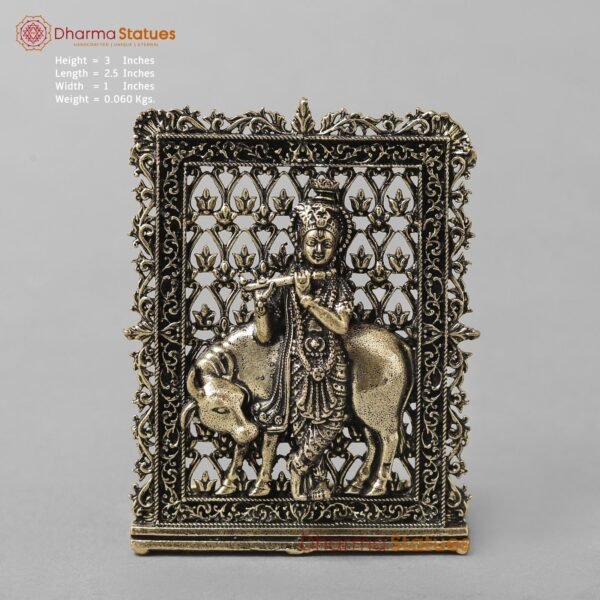 Brass Cow Krishna Panel Fine 3”