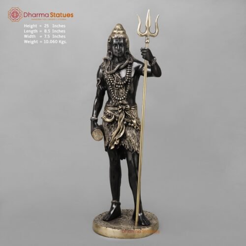 Brass Shiva Standing Fine, Royal Black Finish 25”