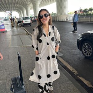 BLACK Polka Kurta Set
