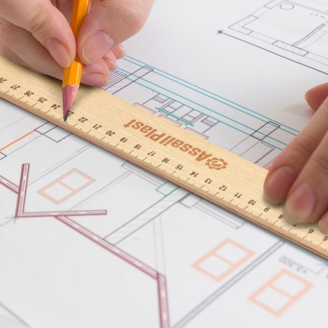 117337-3 Wooden 30cm Ruler
