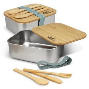 120046-1 Stainless Steel Lunch Box with Cutlery