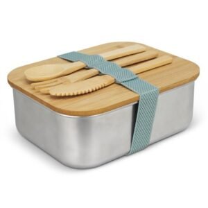 120046-2 Stainless Steel Lunch Box with Cutlery