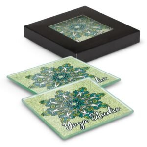 120164-0 Venice Glass Coaster - Set of 2 - Square - Full Colour