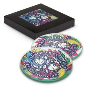 120165-0 Venice Glass Coaster - Set of 2 - Round - Full Colour