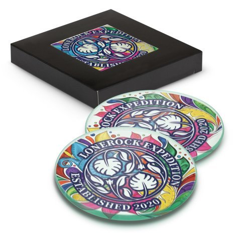 120165-0 Venice Glass Coaster - Set of 2 - Round - Full Colour