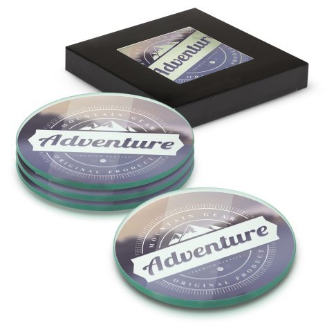 120167-0 Venice Glass Coaster - Set of 4 - Round - Full Colour