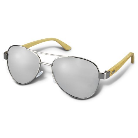 120338-1 Aviator Mirror Lens Sunglasses - Bamboo