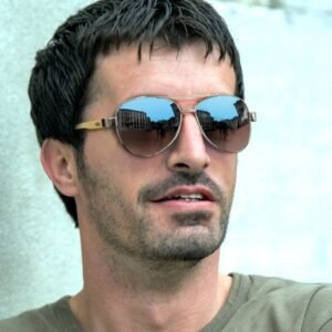 120338-4 Aviator Mirror Lens Sunglasses - Bamboo