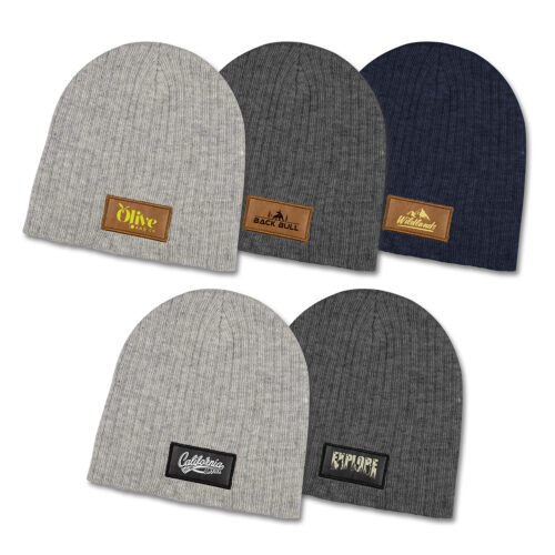 120950_1 Nebraska Heather Cable Knit Beanie With Patch