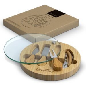 122342-0 NATURA Glass & Bamboo Cheese Board