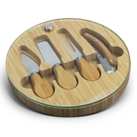 122342-1 NATURA Glass & Bamboo Cheese Board