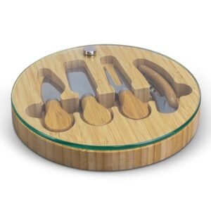 122342-2 NATURA Glass & Bamboo Cheese Board