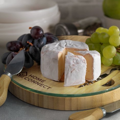 122342-5 NATURA Glass & Bamboo Cheese Board