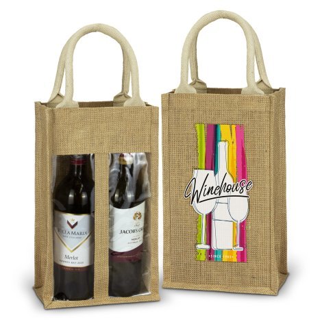 122950-0 Serena Jute Double Wine Carrier