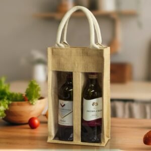 122950-3 Serena Jute Double Wine Carrier