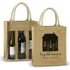 122951-0 Serena Jute Triple Wine Carrier