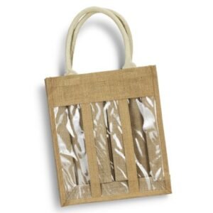 122951-1 Serena Jute Triple Wine Carrier