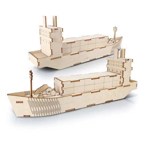 124038-2 BRANDCRAFT Cargo Ship Wooden Model
