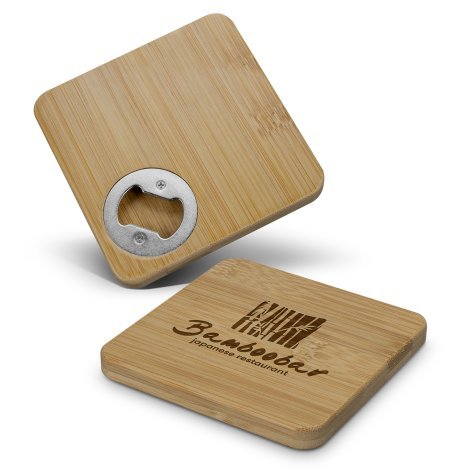 125939-0 Bamboo Bottle Opener Coaster - Square