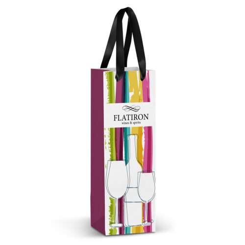 127176_1 Champagne Ribbon Handle Paper Bag - Full Colour