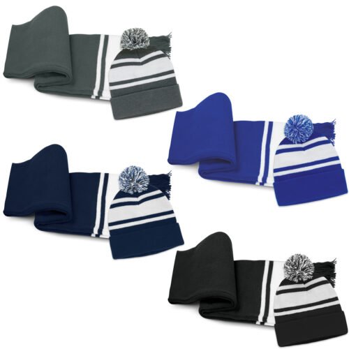 129251_1 Commodore Scarf and Beanie with Pom Pom Set